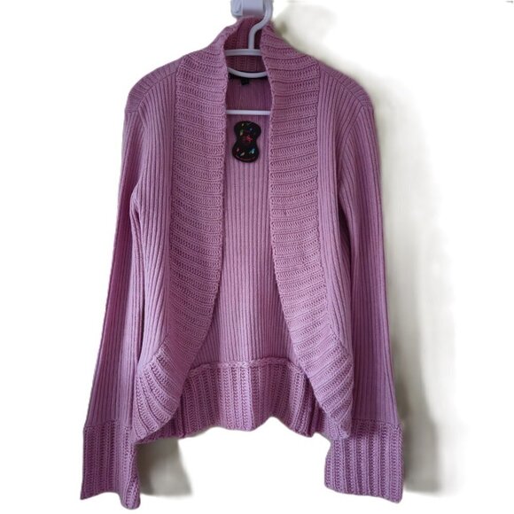 Dollhouse Knits open front flared ribbed cuff dusty rose cardigan women's size M - Picture 1 of 12